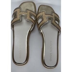 Oasis Society Ena Sandal Gold‎ Raffia Size 9
